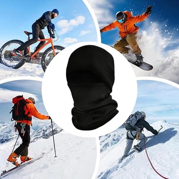 Fleece Balaclava Varm Ansigtsmaske Og Halsvarmer, Multiway Til Mænd Og Kvinder, Skiløb, Cykling Og Vinterbrug, Sort, One Size