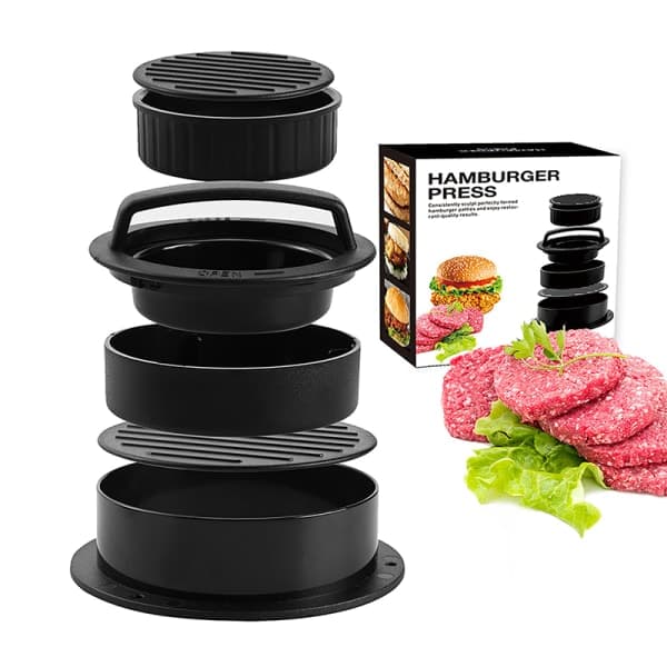 3 i 1 Non-stick Kjøttkake Veggie Hamburger Patty Form Essentia Gul Pose