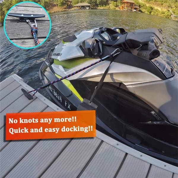 Bådfortøjningsreb, 2-pak elastiske stødabsorberende, karabinhager i rustfrit stål, til både og jetski, 122-168 cm, blå sort rød