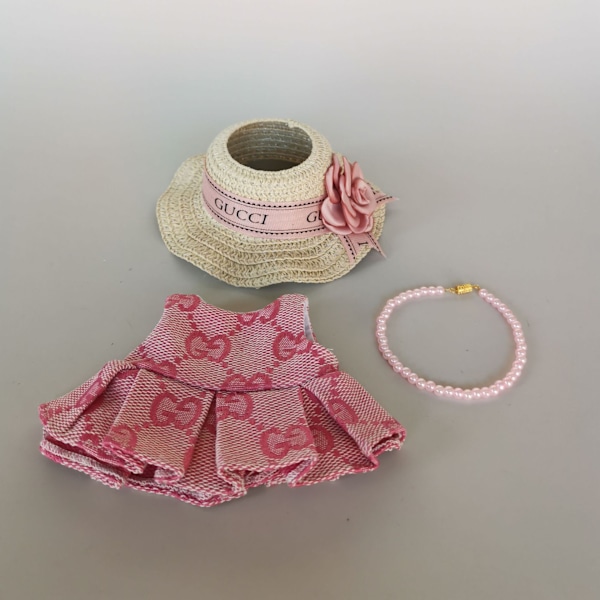 [HH] Labubu Designer CC VV D H Kostymset Labubu Kläder och Tillbehör Pink GG dress suit