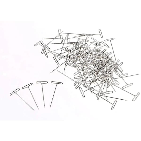 100 st 1 tum nickelpläterade stål T-stift silver T-formade stift