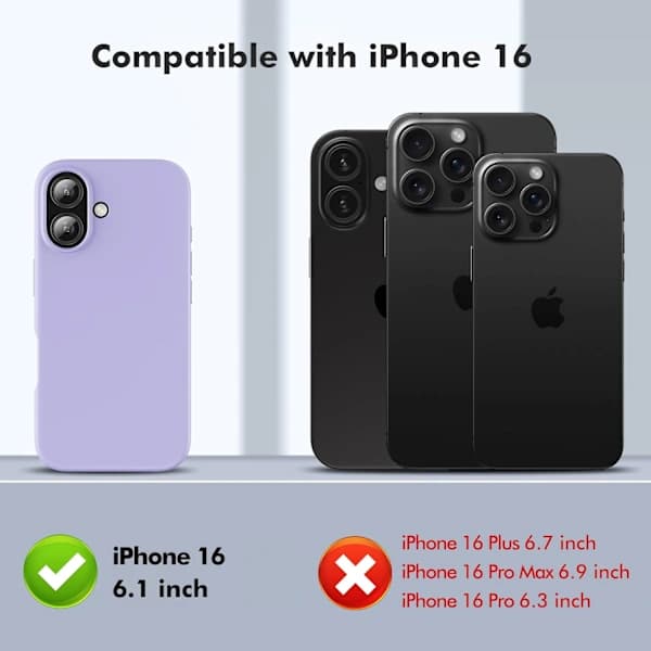 HA-Silicone Case Compatible with iPhone 16 Case Soft Ultra-Thin Protective Shockproof Liquid Silicone Phone Case, 6.1 \" Purple