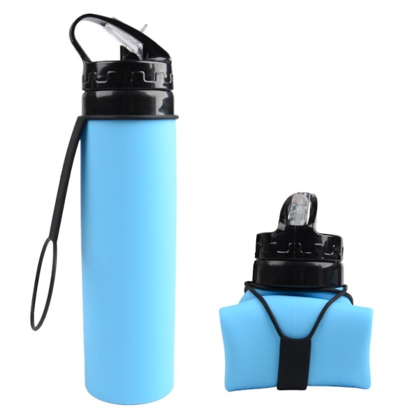 Collapsible Water Bottle BPA Free - Foldable Water Bottle for Travel Sports Bottles with Triple Leak Proof Lightweight 20oz(Blue(WZ2337)