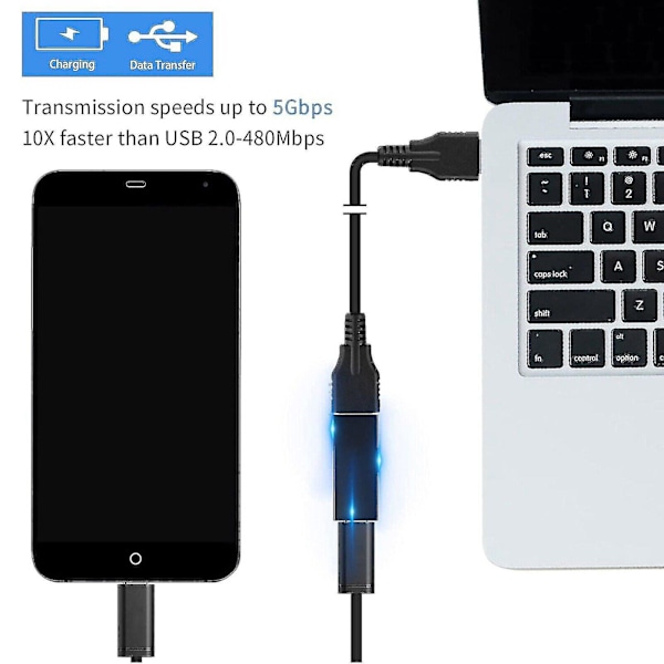 2 kpl USB-C 3.1 naaras - 3.0 A naaras data-synkronisointi lataussovitin liitin Fp