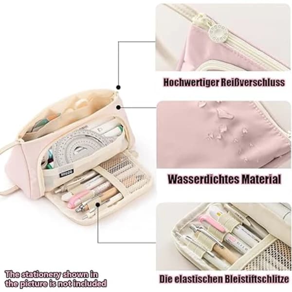 1 stort pennfodral med fack (rosa) Rosa Pink