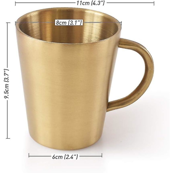 Rostfria muggar, 10oz/300ml metallmugg, dubbelväggig dricksmugg guld