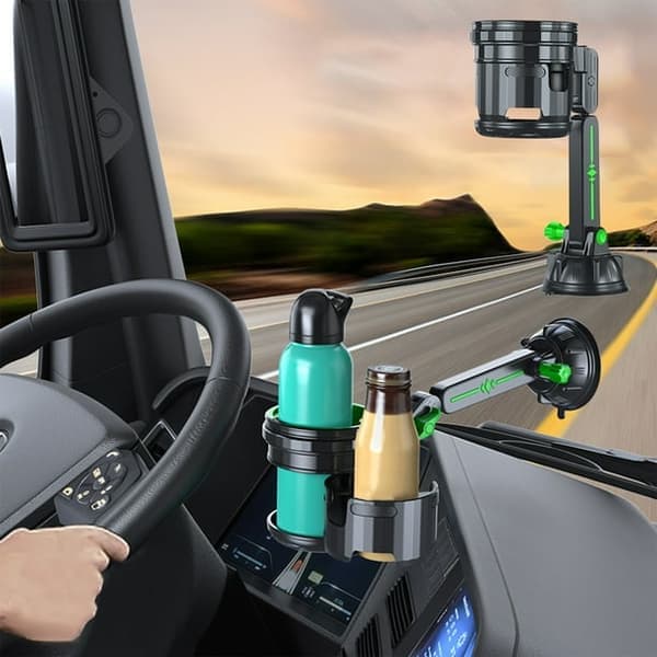 Car Mount for Drink - 2-in-1 Multifunction - Strong Suction Cup - Silicone Base - Green