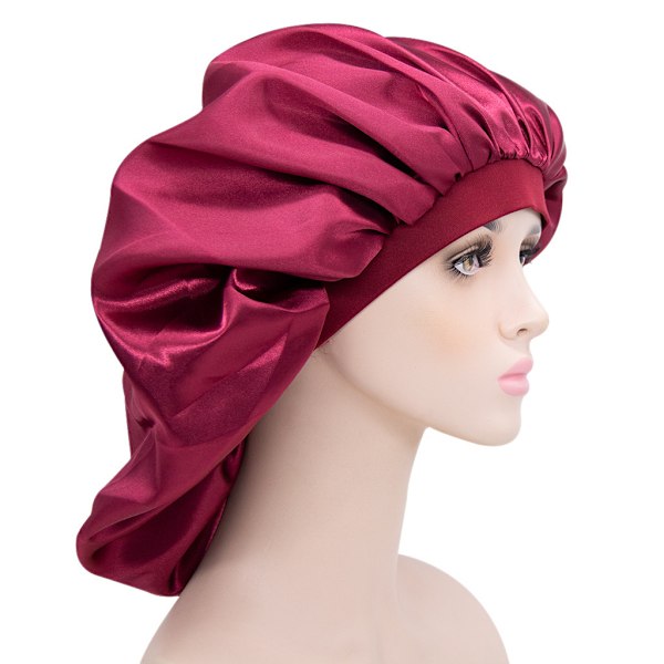 Large Satin Bonnet Shower Caps Soft Silk Night Sleeping Cap Hair Care Bonnet Nightcap for Women Beauty Salon Hair Care Hats（2pcs）