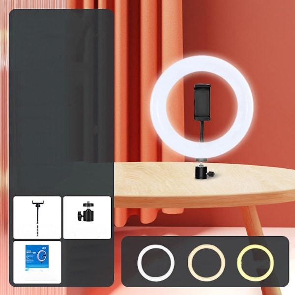 (HH) 20 cm LED Selfie -rengasvalo himmennettävä rengasvalo valokuvausvideokameralle