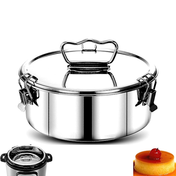 Rustfritt stål flanform med lokk og enkelt løftehåndtak, tilbehør for 6, 8 Qt baking, 2-qt kake