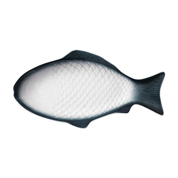 Fiskformad serveringsfat i keramik - Serveringsfat i fiskform - Texturerad serveringsfat - Matbricka - Festfat för fisk, sushi, frukt eller ost