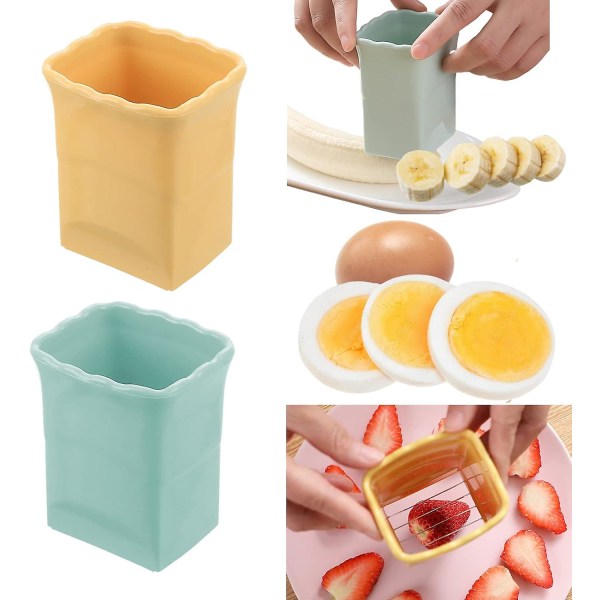 SDIGV 2-pack koppskärare | Äggskärare | bananskärare | Jordgubbsskärare | Snabbt göra frukt- och grönsakssallad | Kreativ köksgadget