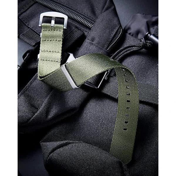 Militær nylon urrem NATO udskiftningsurrem med sort/sølv rustfrit stål spænde mænd 22mm