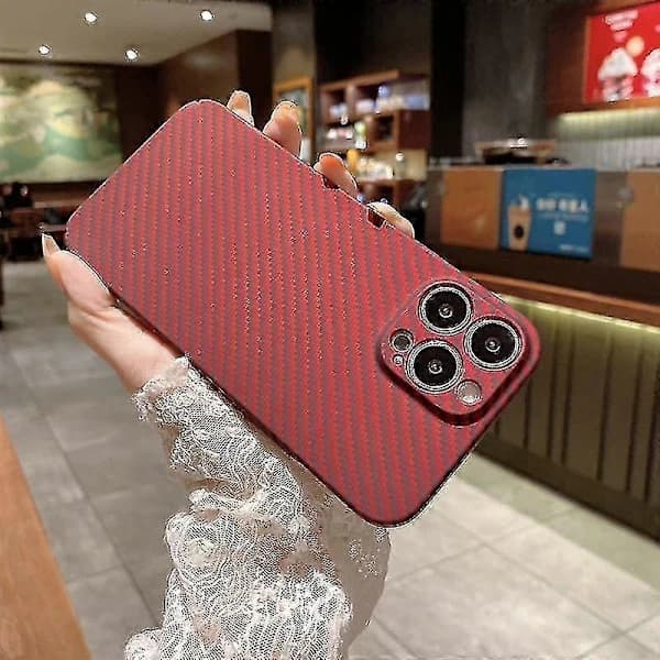 För iPhone 12 Pro Max Kevlar Kolfiber Textur Skyddande Mobiltelefonskal