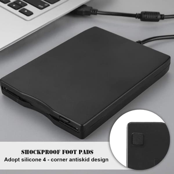 Eksternt USB-diskettedrev, 3,5-tommer bærbart USB 1.1/2.0/3.0, USB-drevet, til Windows stationær og bærbar computer, sort