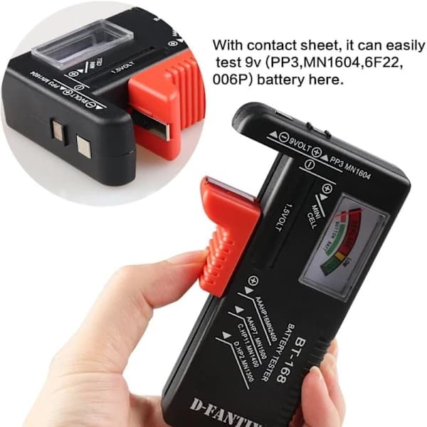 HA-Universal batteritester, batterispenningstester for AA AAA CD 9V 1,5V knappcellebatterier