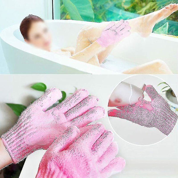 Exfolierande handskar, duschbad dubbelsidiga kroppsskrubbhandskar i olika färger