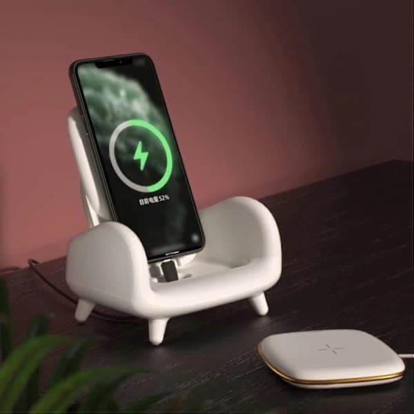 HA~1 stk. Telefonholder med trådløs lading for skrivebord, multifunksjonell telefonholder i sofaform
