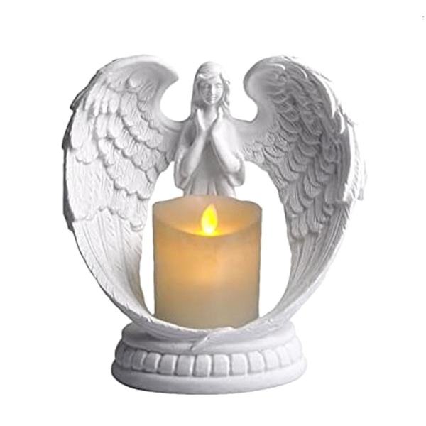 Stjerneskud Hvid Engel Vinge Bedende Sandsten Statue Engel Figur Bøn Hjem Dekoration Minde Led