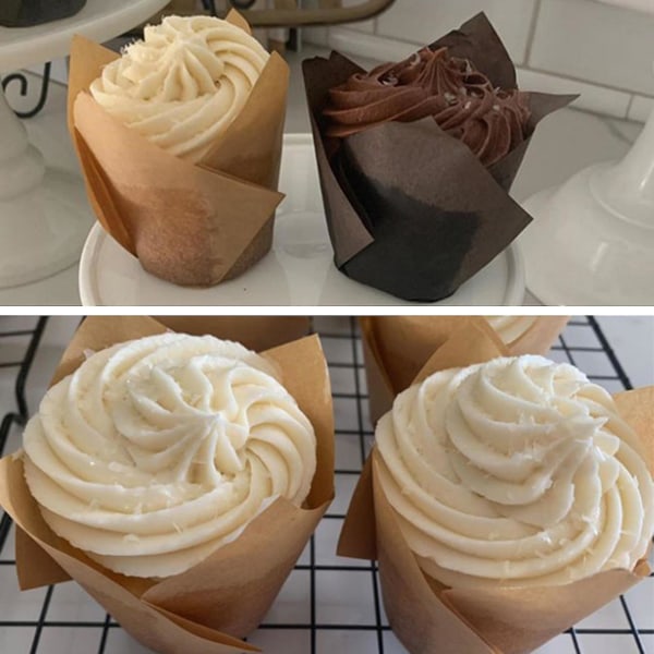 50 stk Hjem Kjøkken Tulip Stekekopp Festutstyr Cupcake Liners Kake Muffins