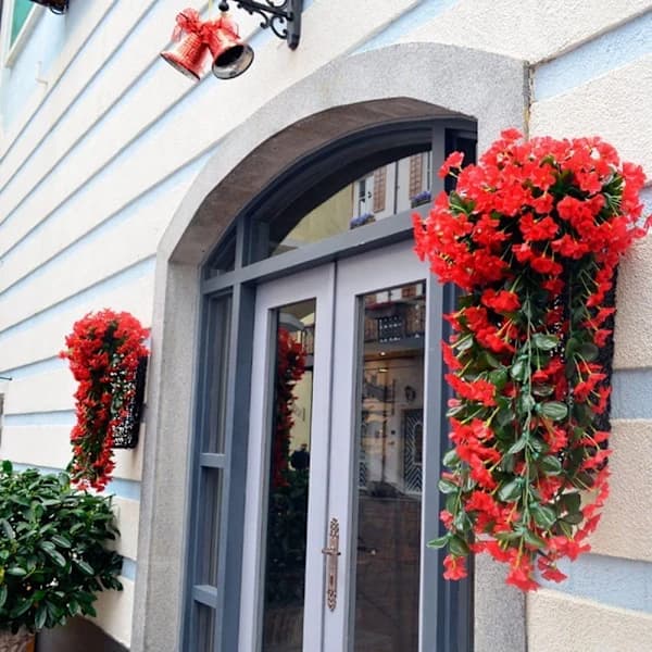 Konstgjorda Hängande Blommor och Växter-FM- Röd