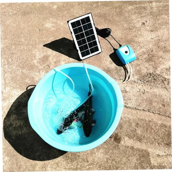 HA-Solarluftpumpe, akvarielufter, damlufter, med akvarieslang og luftstein (Blå)