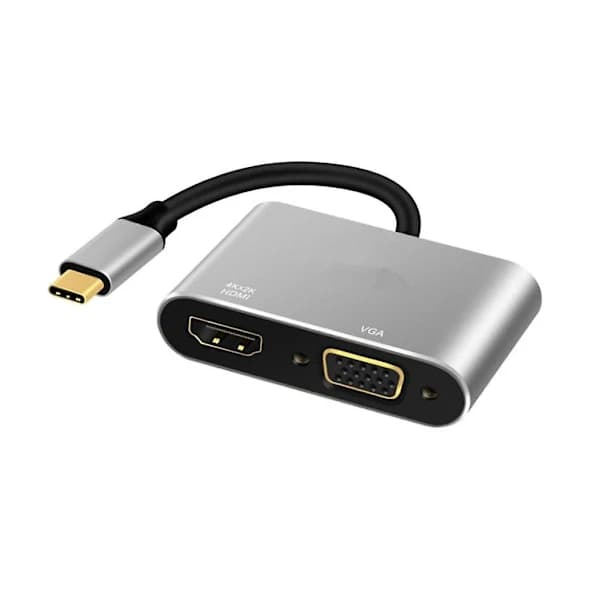 HA~2-i-1 USB Type C Hub 4K HDMI & VGA Port Display Adapter Splitter