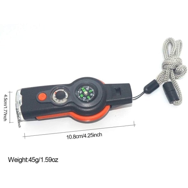 /HA/Outdoor Multifunctional 7-in-1 Whistle with LED Light Thermometer Compass