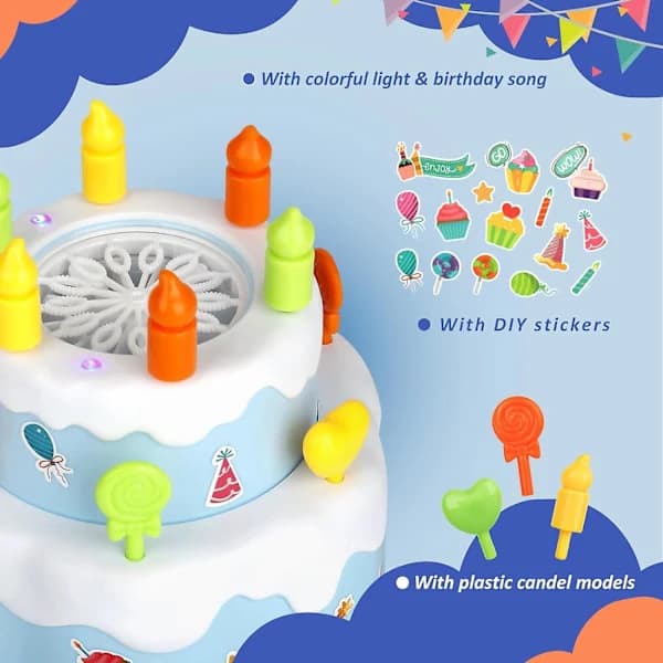 HA~Cake Shape Bubble Machine for Kids - Automatic Bubble Blower Maker with Solution, Toy Gift for Little Boys and Girls