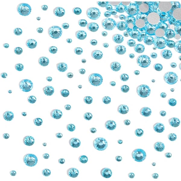 HA~Strass til makeup, 8 størrelser blå flatback strass ansigtsjuveler til neglehåndværk, Aquamarine
