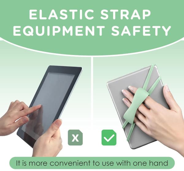 2-pak elastisk tablet-håndrem, justerbar grebsholder til smartphones, e-læsere og 4,7-8 tommer tablets, læsning ved sengetid, grøn