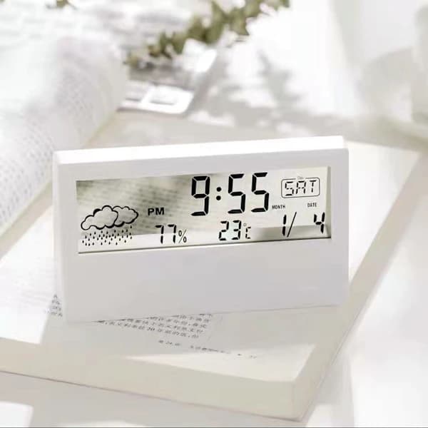 1 Transparent Skärm Väderstation Väckarklocka Inomhus Hygrometer Termometer Väderprognos Sensor Klocka