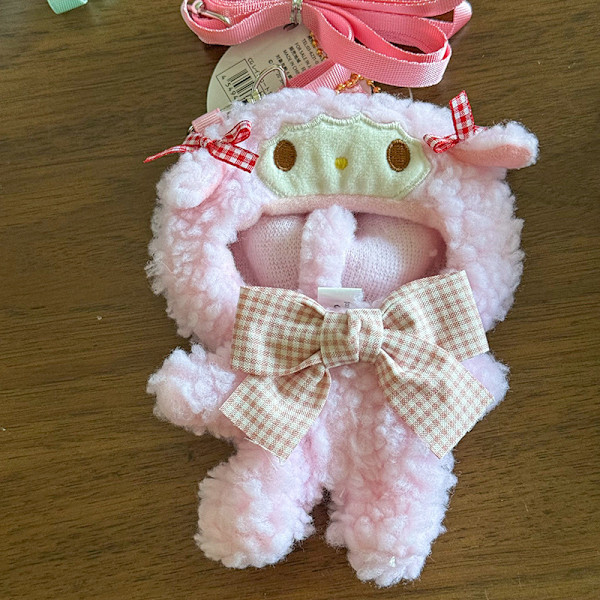 [HH] Søt Mini Labubu Dukke Jumpsuit Kt Klær Crossbody Veske Vinyl Labubu Antrekk Bomulls Dukke Kjole Hatt Tilbehør Leke Ikke Ha Dukke 6