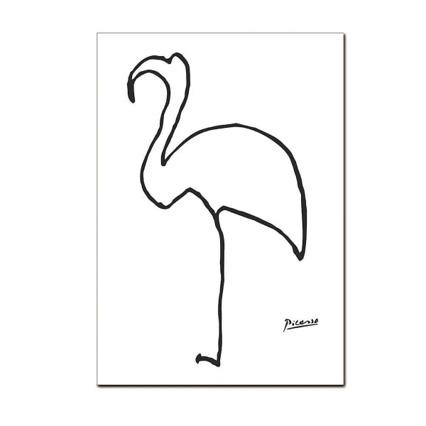 Wekity One-Stroke Maleri 1 Vægkunst Lærredstrykplakat, Enkelt Abstrakt Sort Stregkunst Tegning Dekoration til Hjem Stue Soveværelse Kontor og Barn