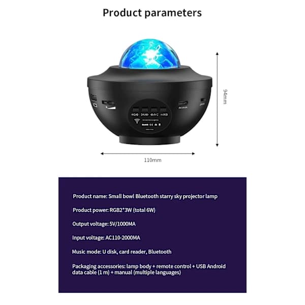 Nattlampe Galaxy Stjerneprojektor - Skap en vakker stjernehimmel