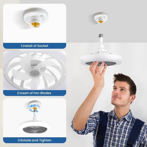 Ceiling Fan - 3 Speeds - Suitable for Bedrooms and Offices - Grey, 1-Pack
