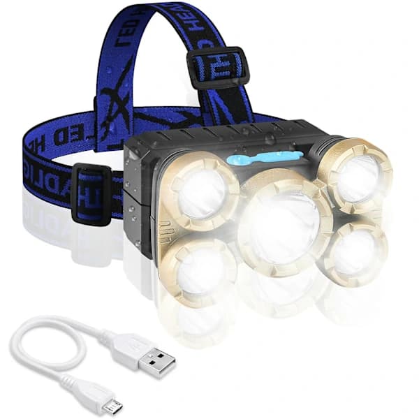 LED Headlamp USB Rechargeable Flashlight Spotlight Head Torch Waterproof Sensor