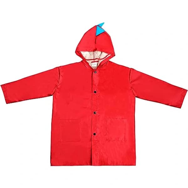 Rød børneregnfrakke, 5-8 år hætte regnponcho jakke til