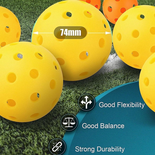 Pickleballbollar, Pickleballbollar för utomhusbruk, 40 hål Pickleballbollar för utomhusbruk USAPA-godkända Pickleballbollar 6/8-pack
