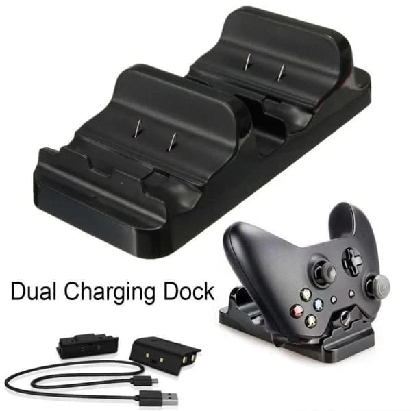 HA-Ladestation til Xbox One til to controllere - med batterier