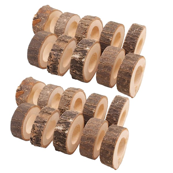 20 Pcs Wooden Napkin Ring Christmas Napkin Ring Holders Round Serviette Holder Decorative Napkin Ri