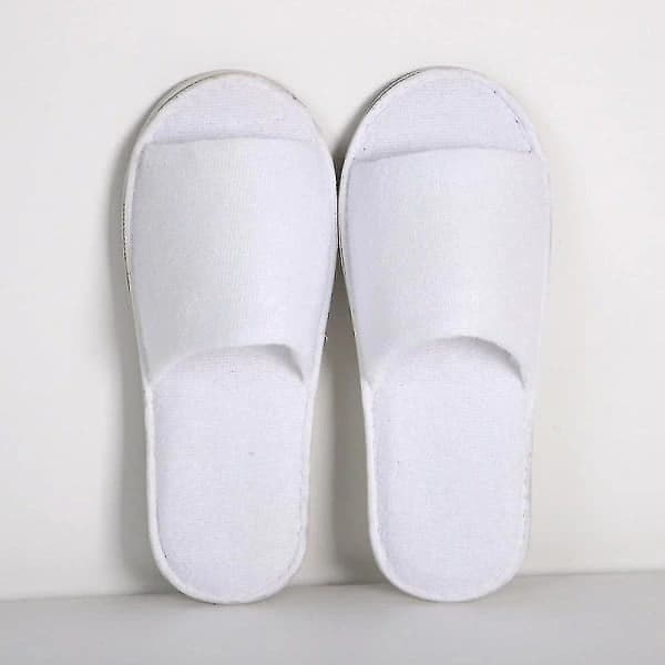 10 par åbne spa-slippers, hvide spa-hotel-slippers, passer til de fleste mænd og kvinder