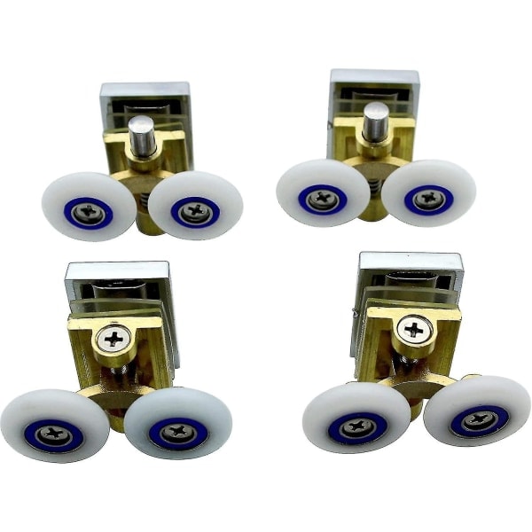 /HH/4-pak brusekabinehjul - Brusehjul - Glideskinner - Bærearm i messing med 25 mm diameter hjul til brusevæg, brusekabine - Perfekt