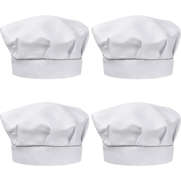 /HH/4 st Barnkockhattar 3-13 år, Justerbar Matlagningsmössa Pojke Flicka, Andningsbar Kockmössa i Polycotton, Hatt för Småbarn för Husmanskost (wh