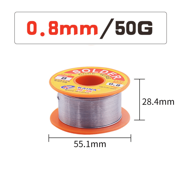 Kolofoniumkärna lödtråd，0,8 mm 50 g 63/37 2,0 % flussmedelslödkolstråd för elektronisk gör-det- set (4-pack)