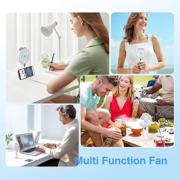 Handhållen fläkt med LED-display - 3000mAh - Vit - 1 st