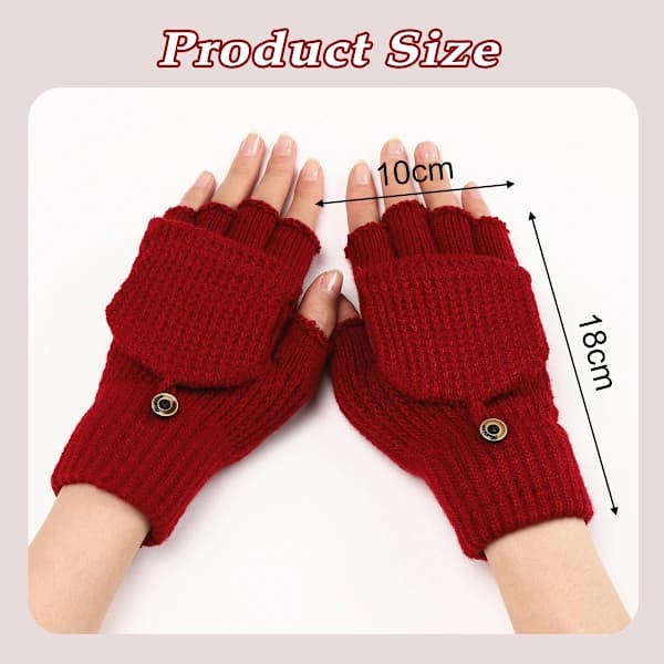Handsker til kvinder Vinterstrikkede konvertible fingerløse handsker Uldhandsker Termiske handsker Unisex