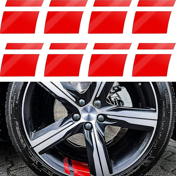 8 st fälgfälgsdekalremsor bilklistermärken reflekterande bilklistermärken fordonsdekaler hash stripe klistermärken för 18-21 tums hjul däck(röd)