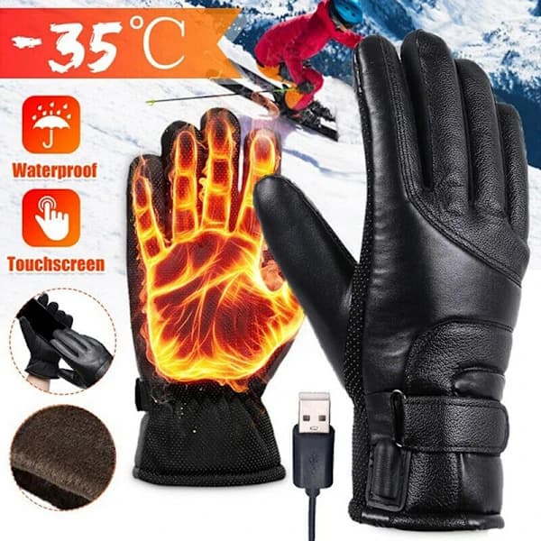 Elektriske Opvarmede Handsker Genopladelige USB Håndvarmere Varme Vanter Sort Black One size