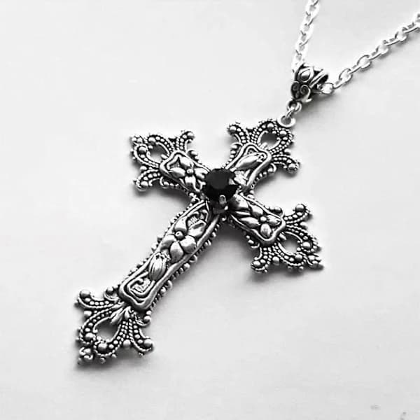 Korshalskæde Punk Smykker Mode Charm Statement Kvinder Gave Sort Sort